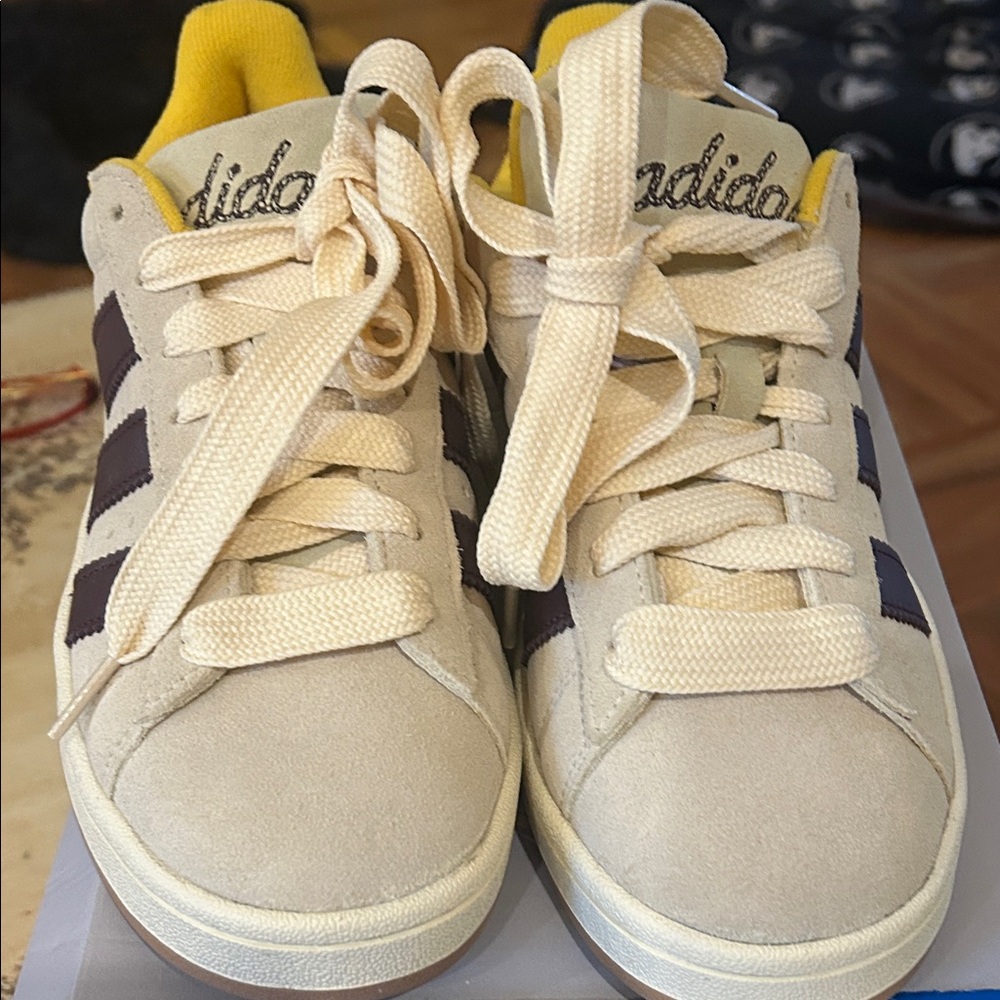 Adidas Campus Cream and Tan Sneakers